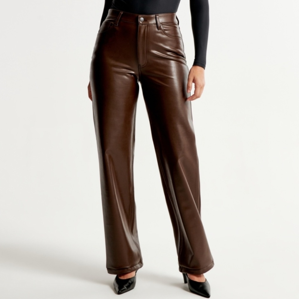 Abercrombie brown vegan leather pants